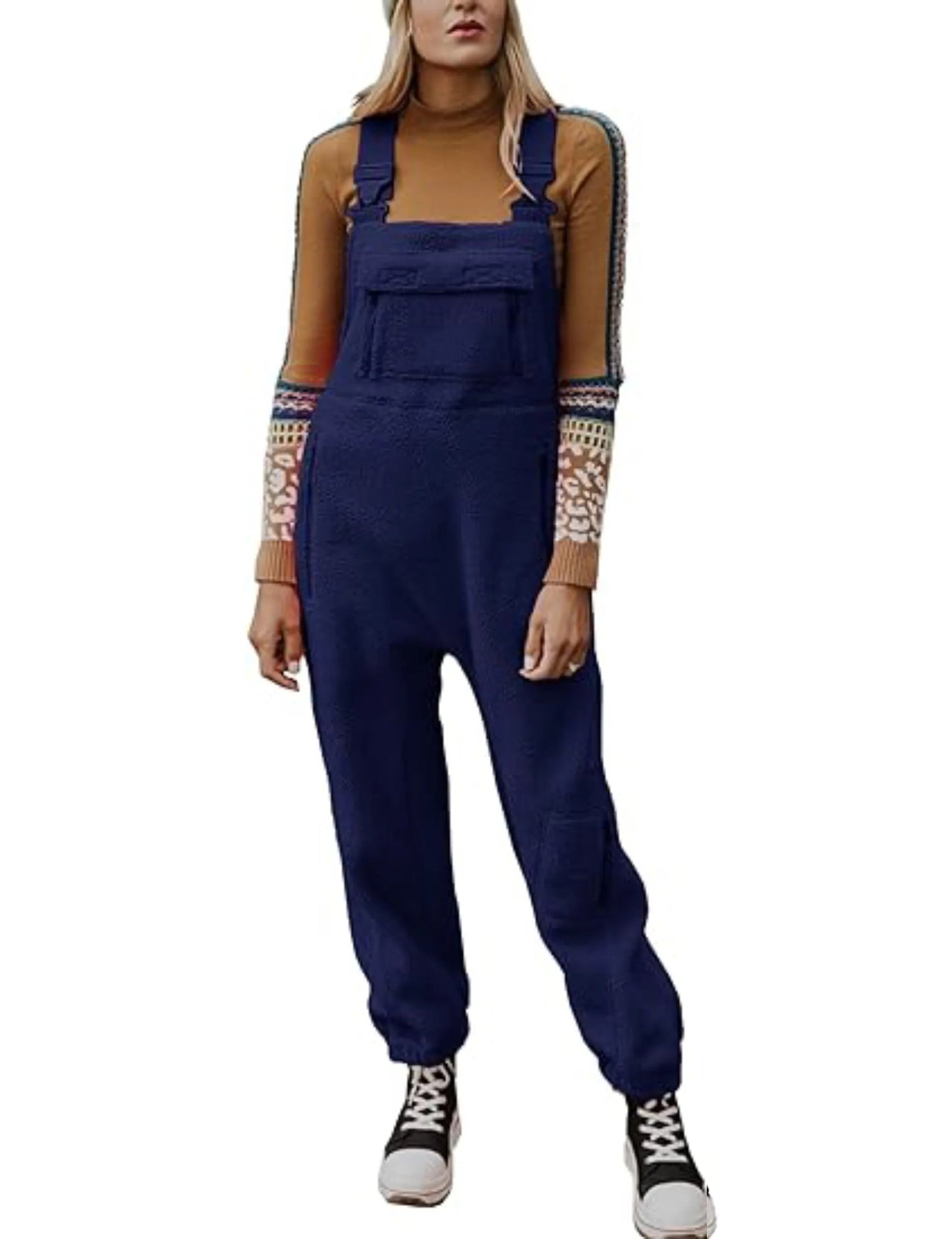 WINTER SALE WOMEN'S FLEECE WARM OVERALLS LOOSE CASUAL JUMPSUITS