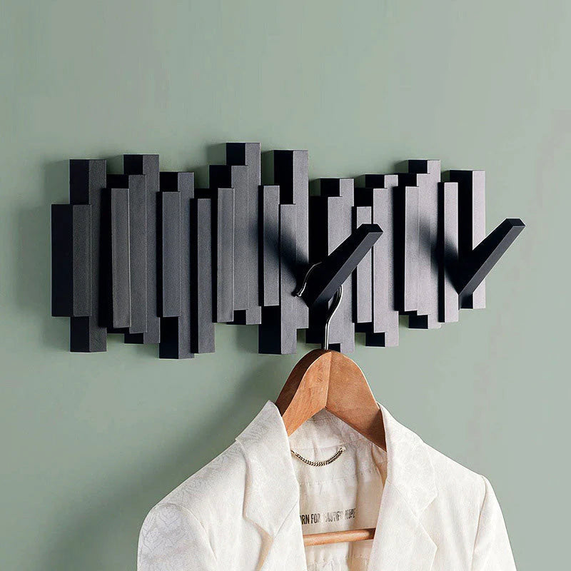 Wall-mounted wooden coat rack Piano key style design