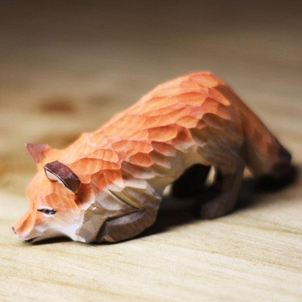 Fox Sculpted Hand-Painted Animal Wood Figure