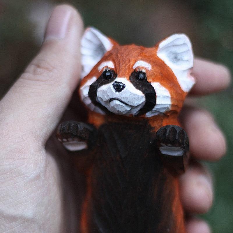 Red Panda Sculpted Hand-Painted Animal Wood Figure