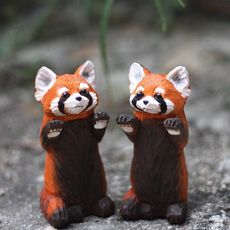 Red Panda Sculpted Hand-Painted Animal Wood Figure