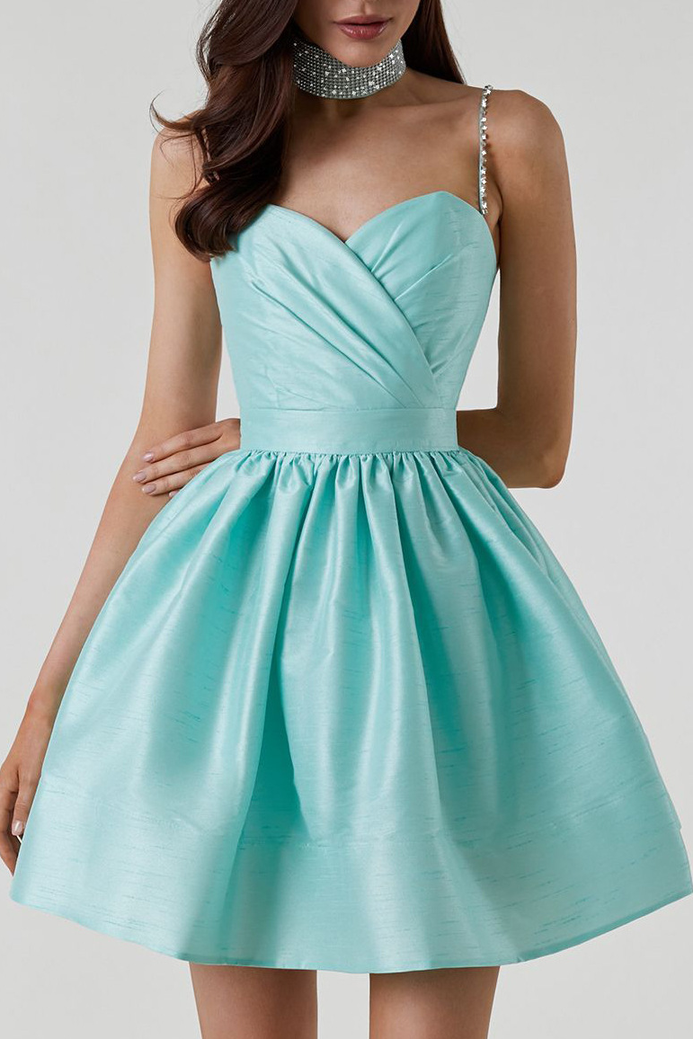 Pleated strapless evening gown